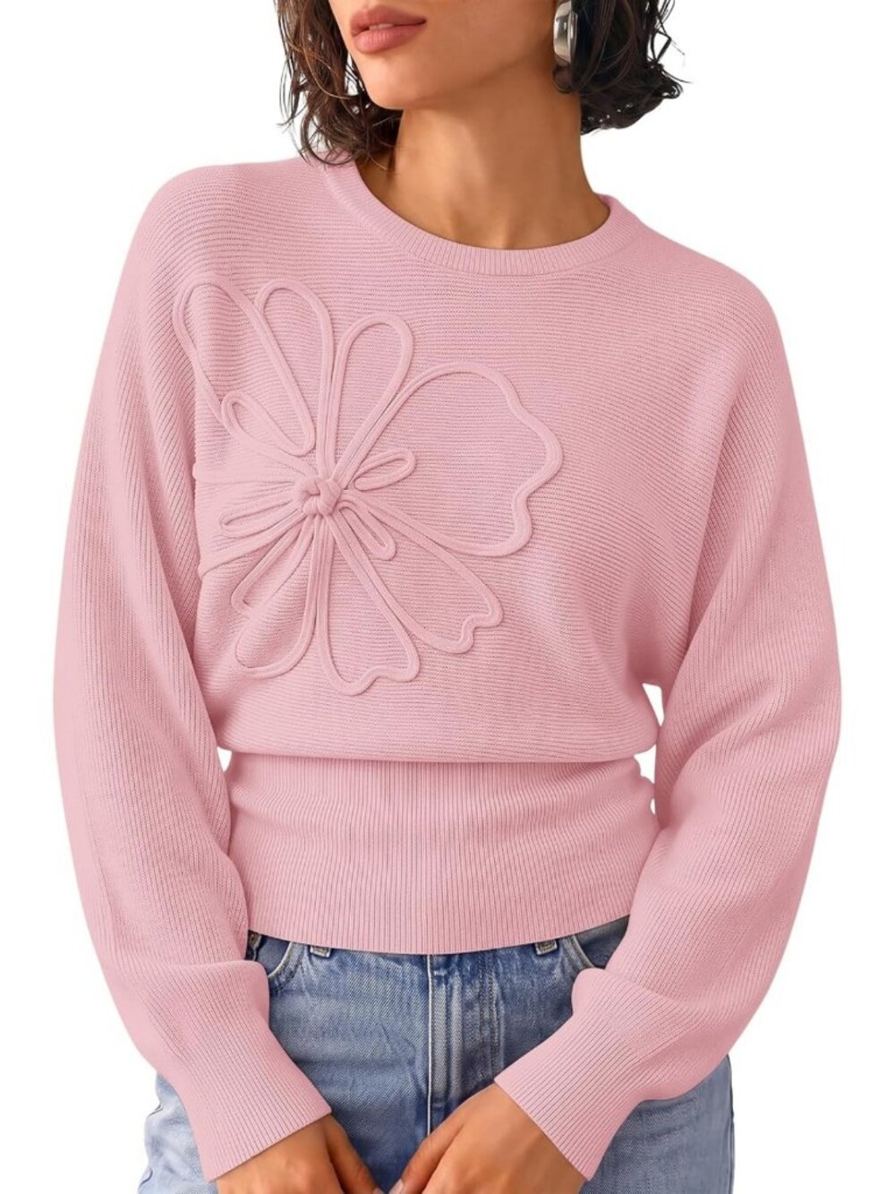 Cute Floral Long Sleeve Sweater for Women | Fall Fashion, Ruched Design, Cozy